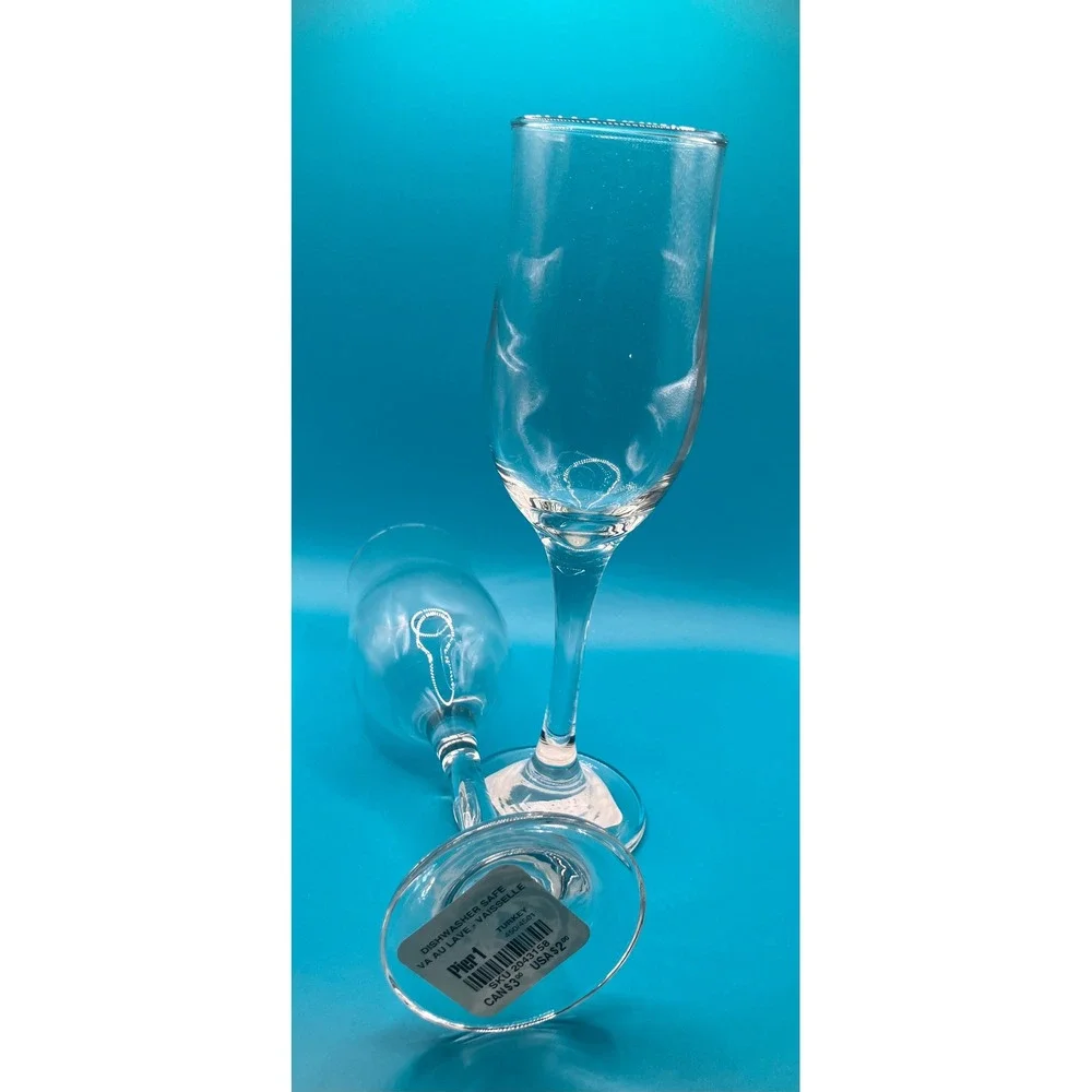 NWT Pier 1 Champagne Flutes OS Clear Glass Set of 2 Turkey 2043158